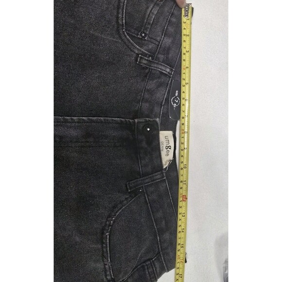 Umgee Denim Black Distressed Fray Hem Shorts Size 7 NWT High Rise Raw Edge - Picture 7 of 11